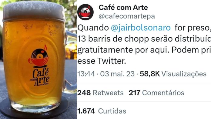Bar de Belém promete cerveja grátis se Bolsonaro for preso