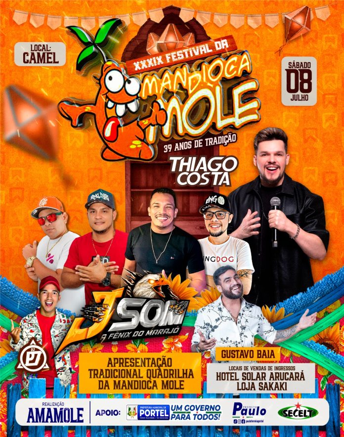 355134945_670427791766563_7600890161534345031_n Mandioca Mole está de volta! Garanta seu ingresso antecipado por apenas R$20 no Hotel Solar Arucará e prepare-se para uma noite incrível! Atrações confirmadas: J Som, DJ P7, Gustavo Baia e Thiago Costa. Não perca tempo, a diversão está garantida!
