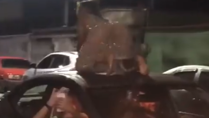 Vídeo: Mãe do vestido transparente causa em cima de carro